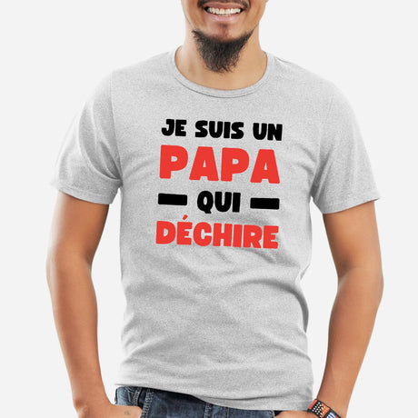 T-Shirt Homme Papa qui déchire Gris