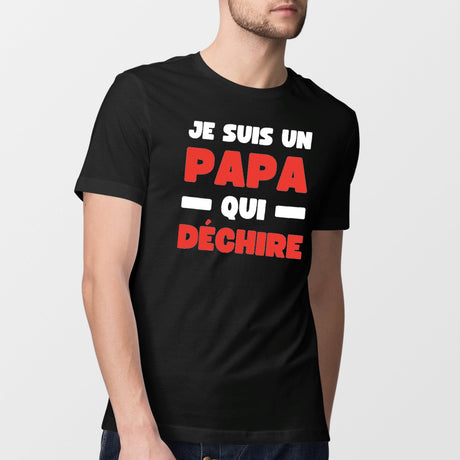 T-Shirt Homme Papa qui déchire Noir