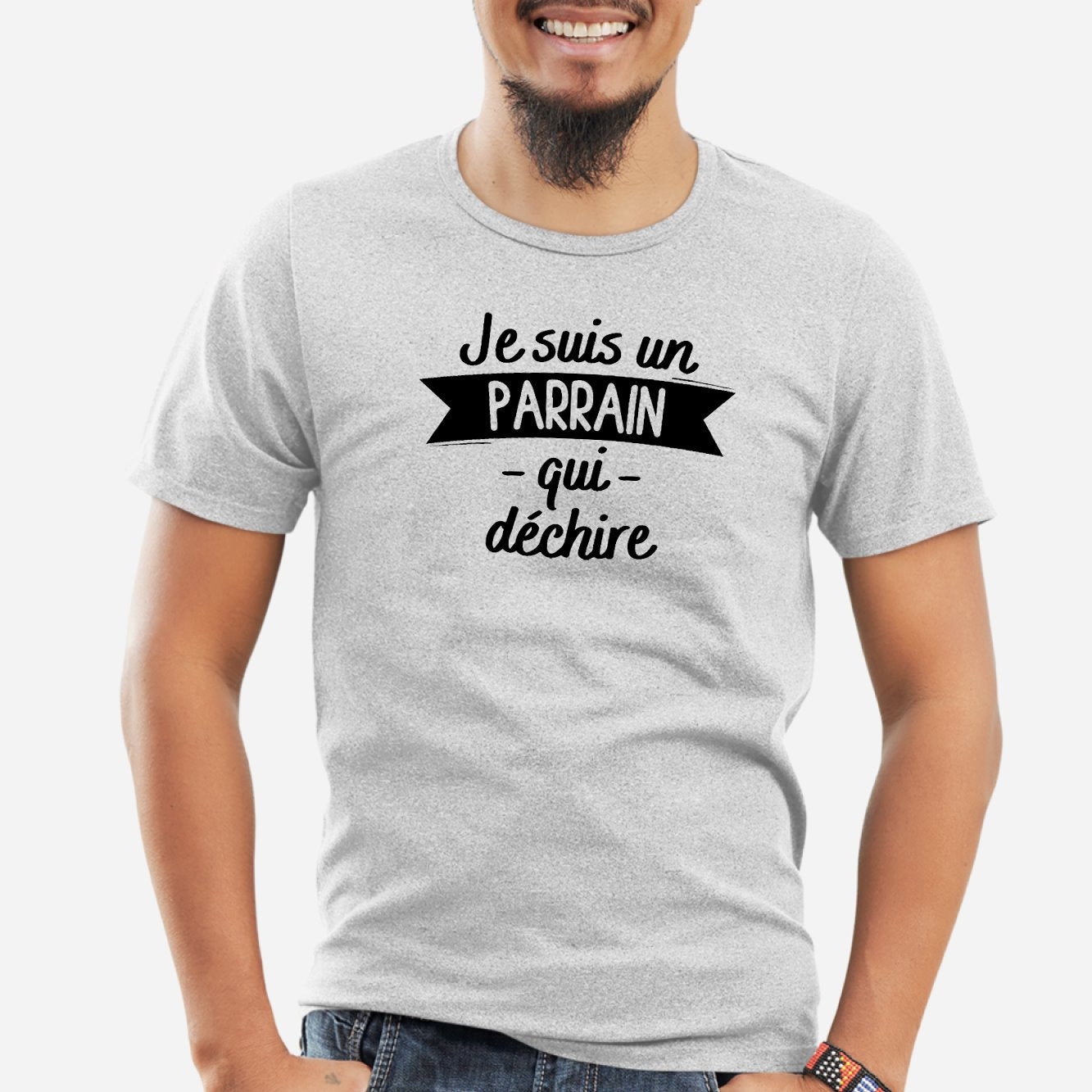 T-Shirt Homme Parrain qui déchire Gris