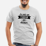 T-Shirt Homme Parrain qui déchire Gris