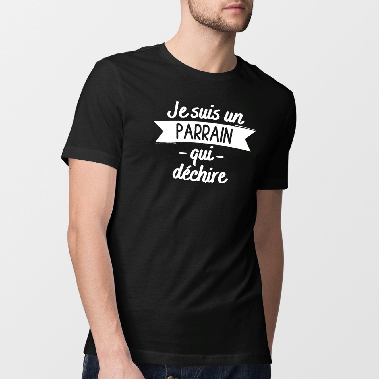 T-Shirt Homme Parrain qui déchire Noir