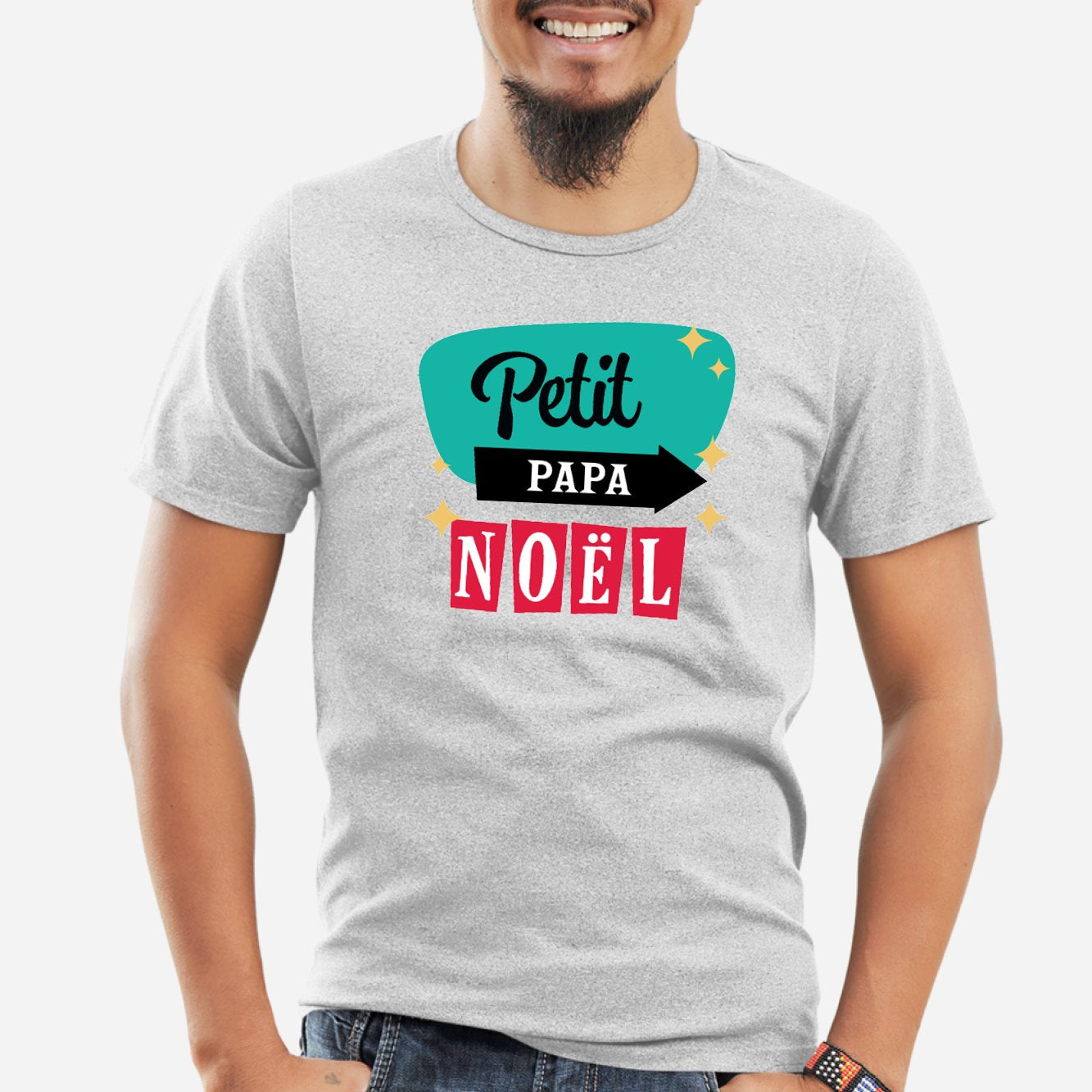 T-Shirt Homme Petit Papa Noël Gris