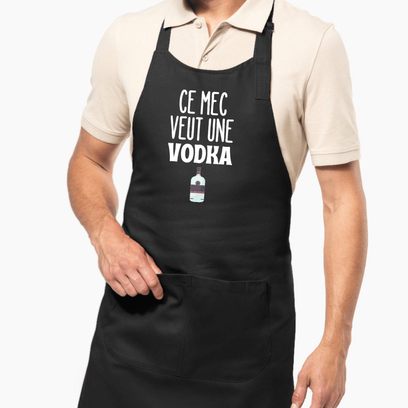 Tablier Ce mec veut une vodka Noir