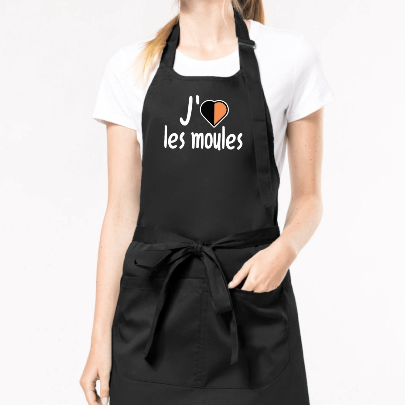 Tablier J'aime les moules Noir