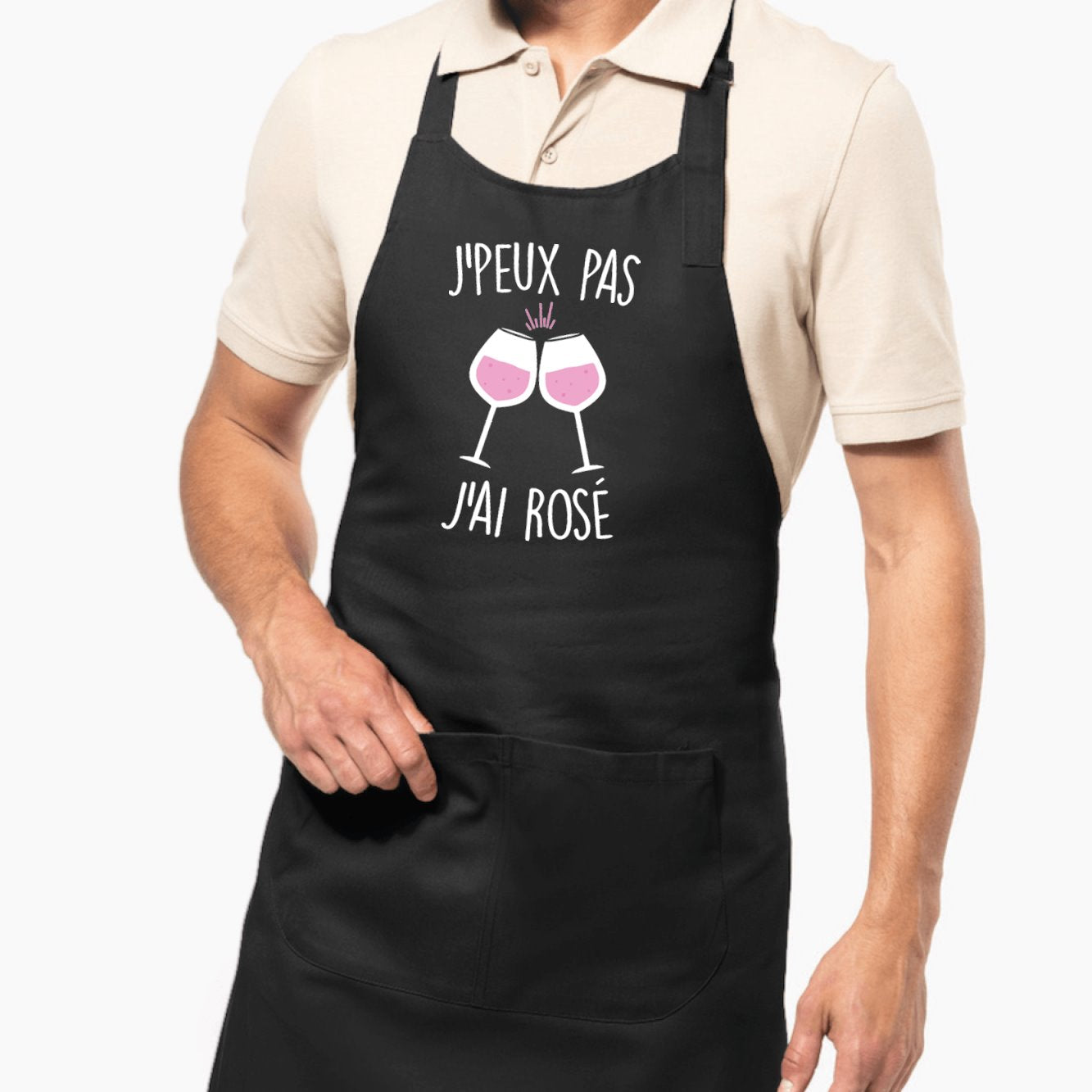 Tablier J'peux pas j'ai rosé Noir