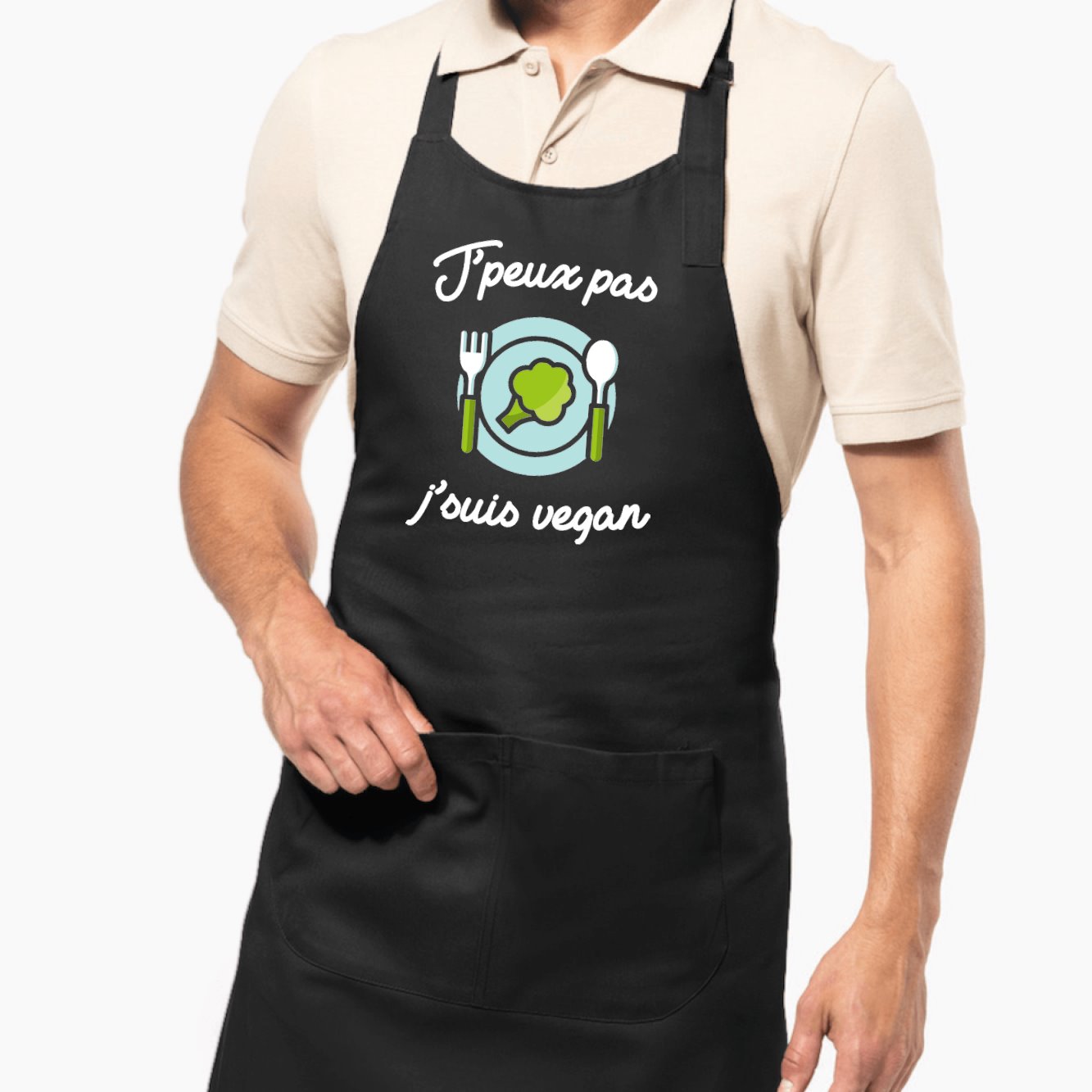 Tablier J'peux pas j'suis vegan Noir