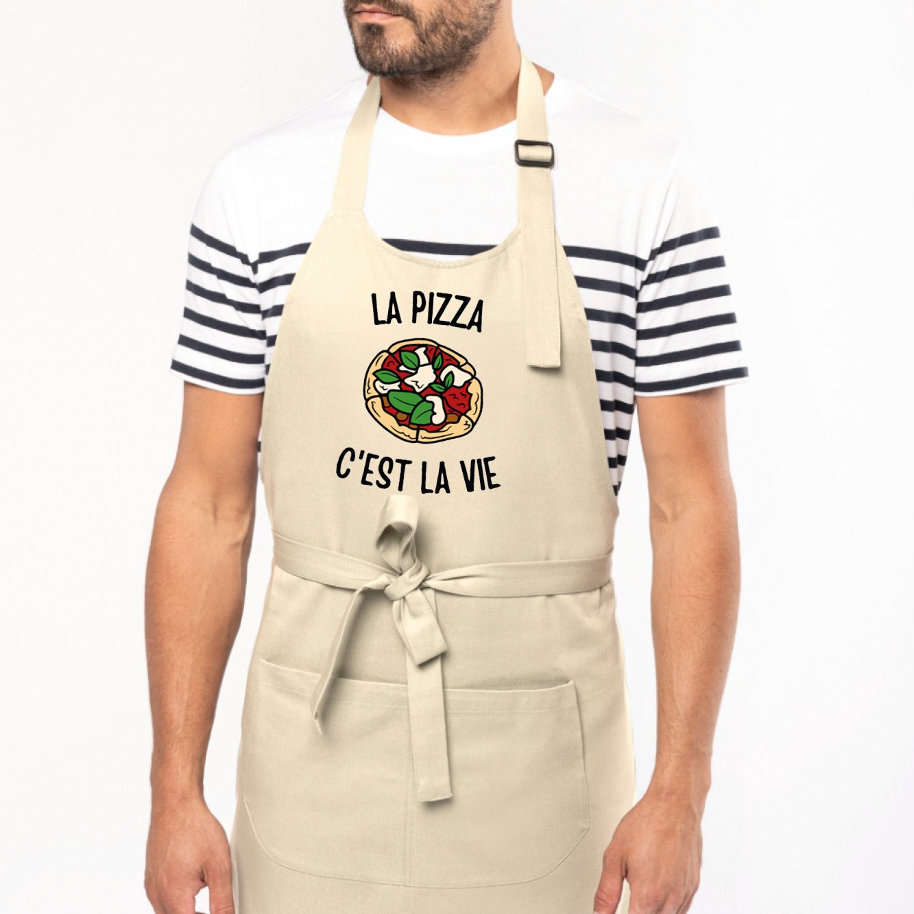 Tablier La pizza c'est la vie Beige