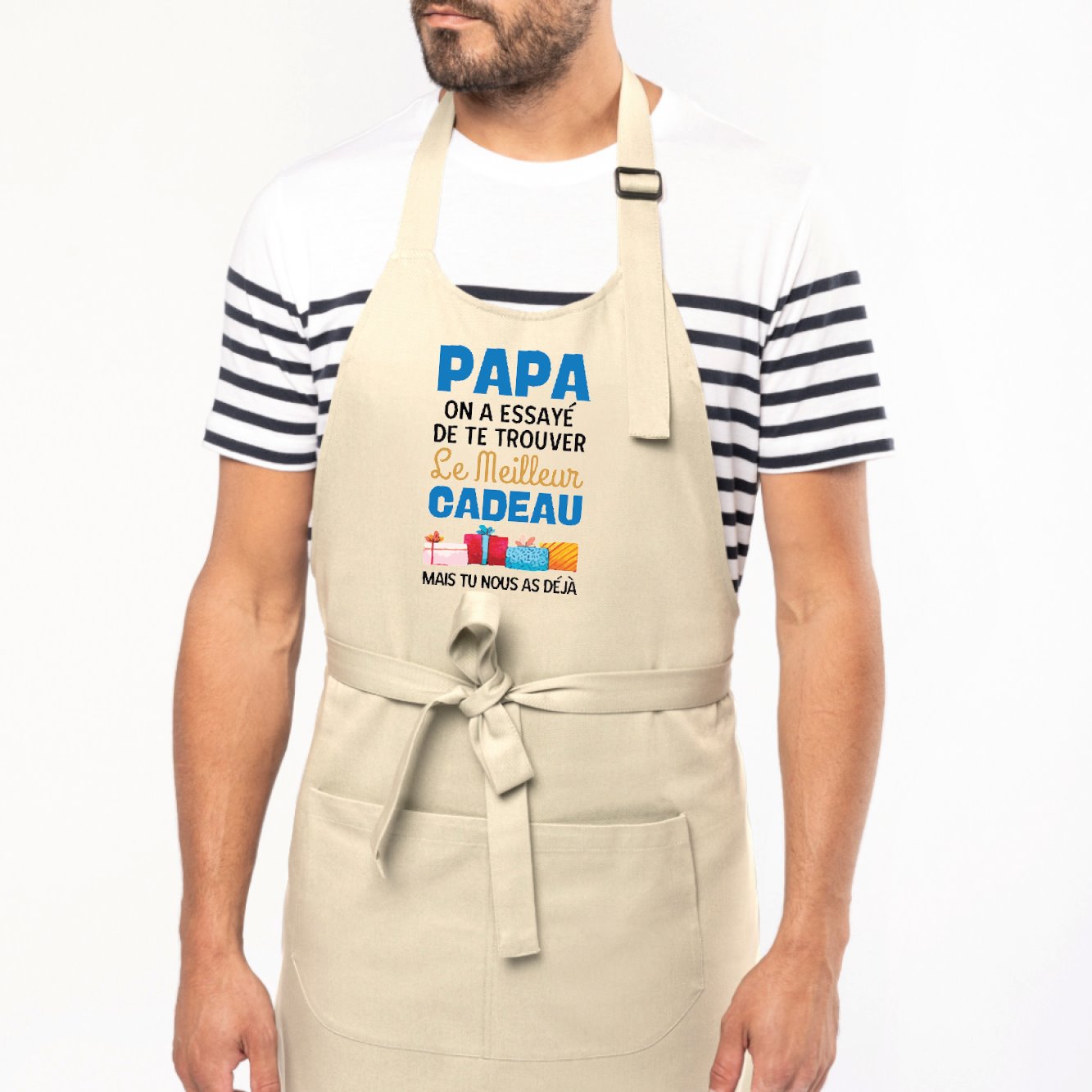 Tablier Le meilleur cadeau pour papa Beige