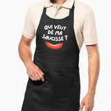 Tablier Qui veut de ma saucisse Noir