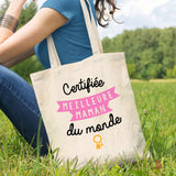 Tote bag Certifiée meilleure maman du monde Beige