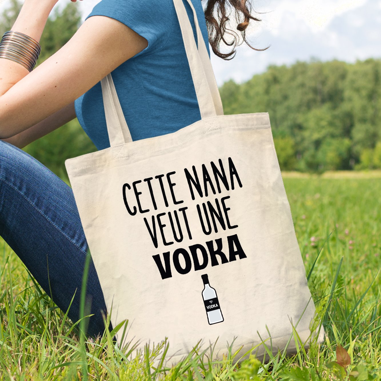 Tote bag Cette nana veut un vodka Beige