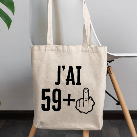 Tote bag J'ai 60 ans 59 + 1 Beige