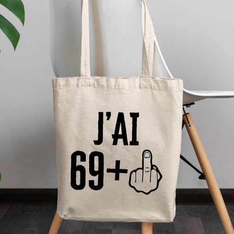 Tote bag J'ai 70 ans 69 + 1 Beige