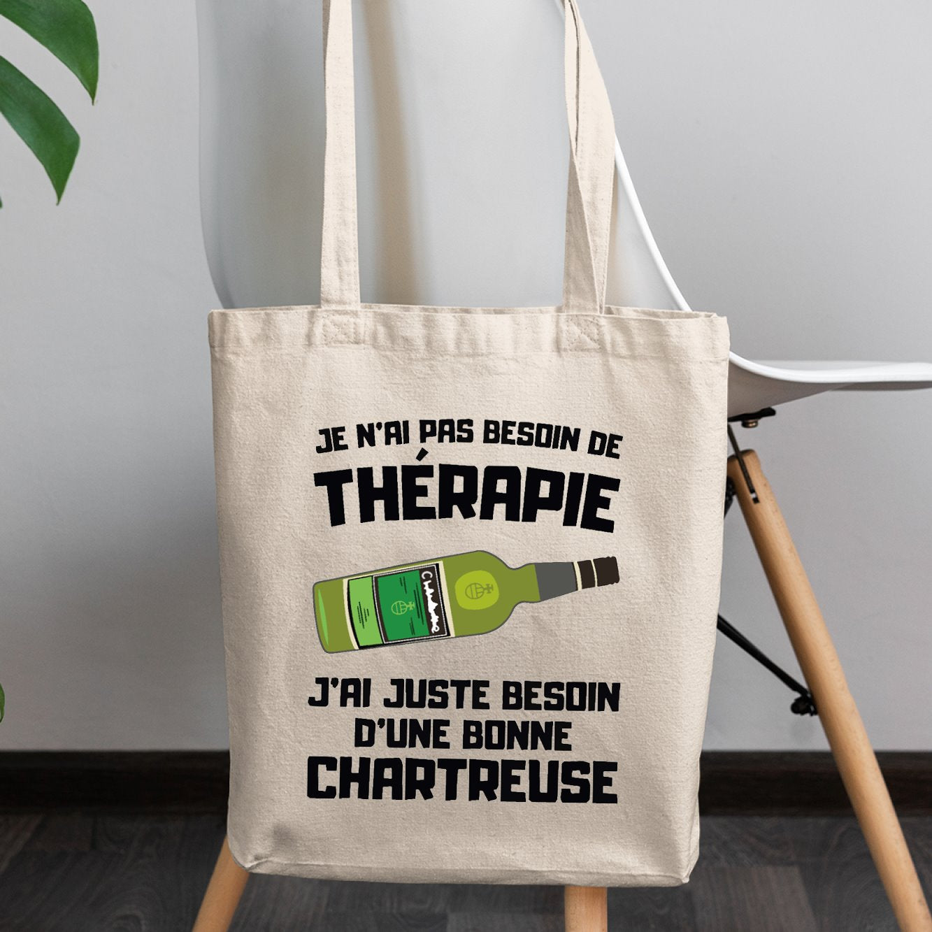 Tote bag Je n'ai pas besoin de thérapie juste d'une chartreuse Beige