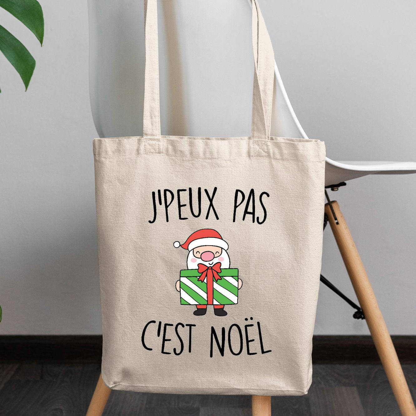 Tote bag J'peux pas c'est Noël Beige