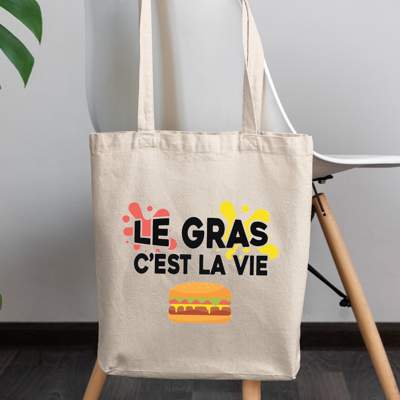 Tote bag Le gras c'est la vie Beige