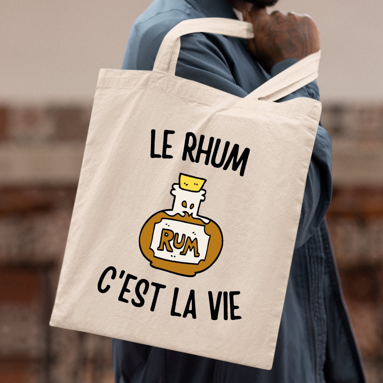 Tote bag Le rhum c'est la vie Beige