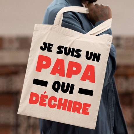 Tote bag Papa qui déchire Beige