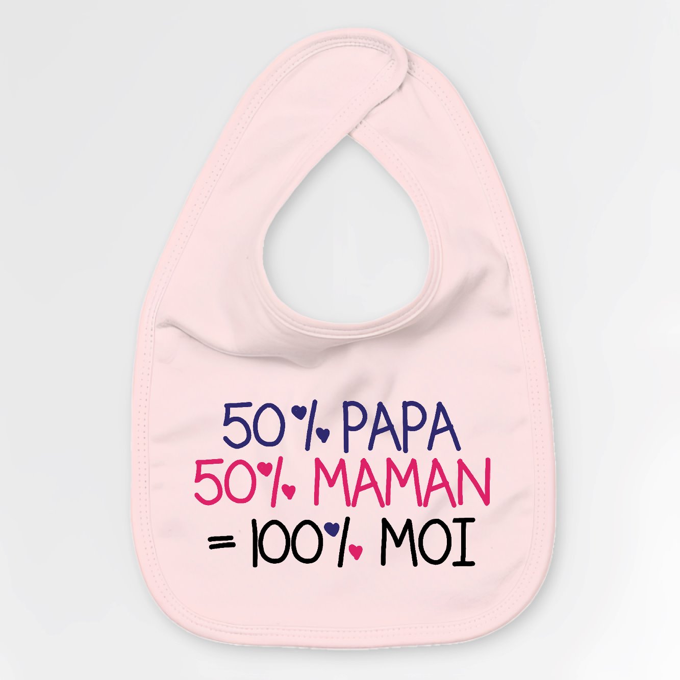 Bavoir Bébé 50% maman 50% papa Rose