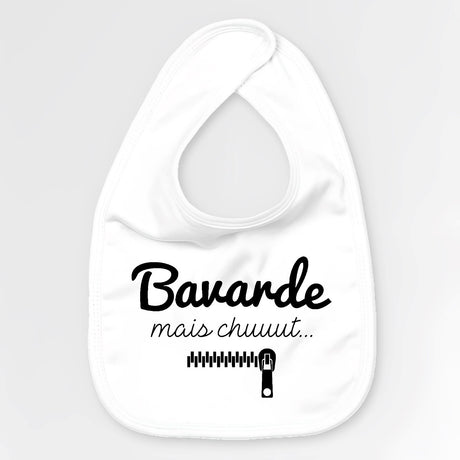 Bavoir Bébé Bavarde mais chut Blanc