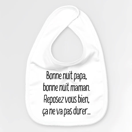 Bavoir Bébé Bonne nuit papa et maman Blanc