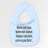 Bavoir Bébé Bonne nuit papa et maman Bleu