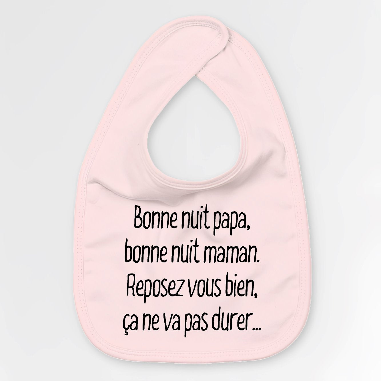 Bavoir Bébé Bonne nuit papa et maman Rose