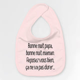 Bavoir Bébé Bonne nuit papa et maman Rose