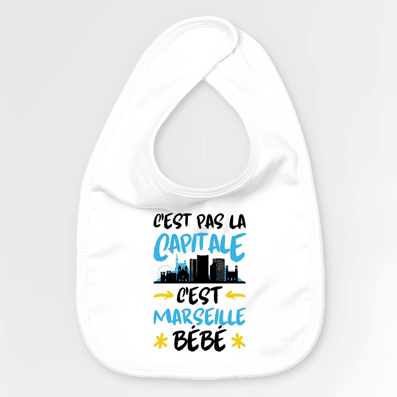 Bavoir Bébé C'est pas la capitale c'est Marseille bébé Blanc