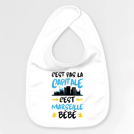 Bavoir Bébé C'est pas la capitale c'est Marseille bébé Blanc