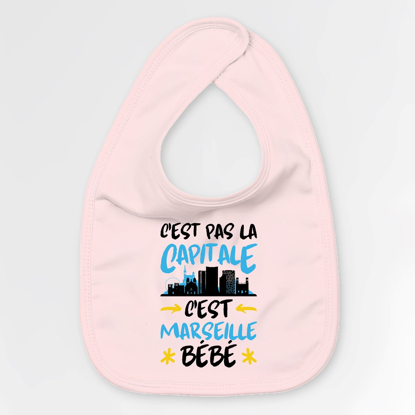 Bavoir Bébé C'est pas la capitale c'est Marseille bébé Rose