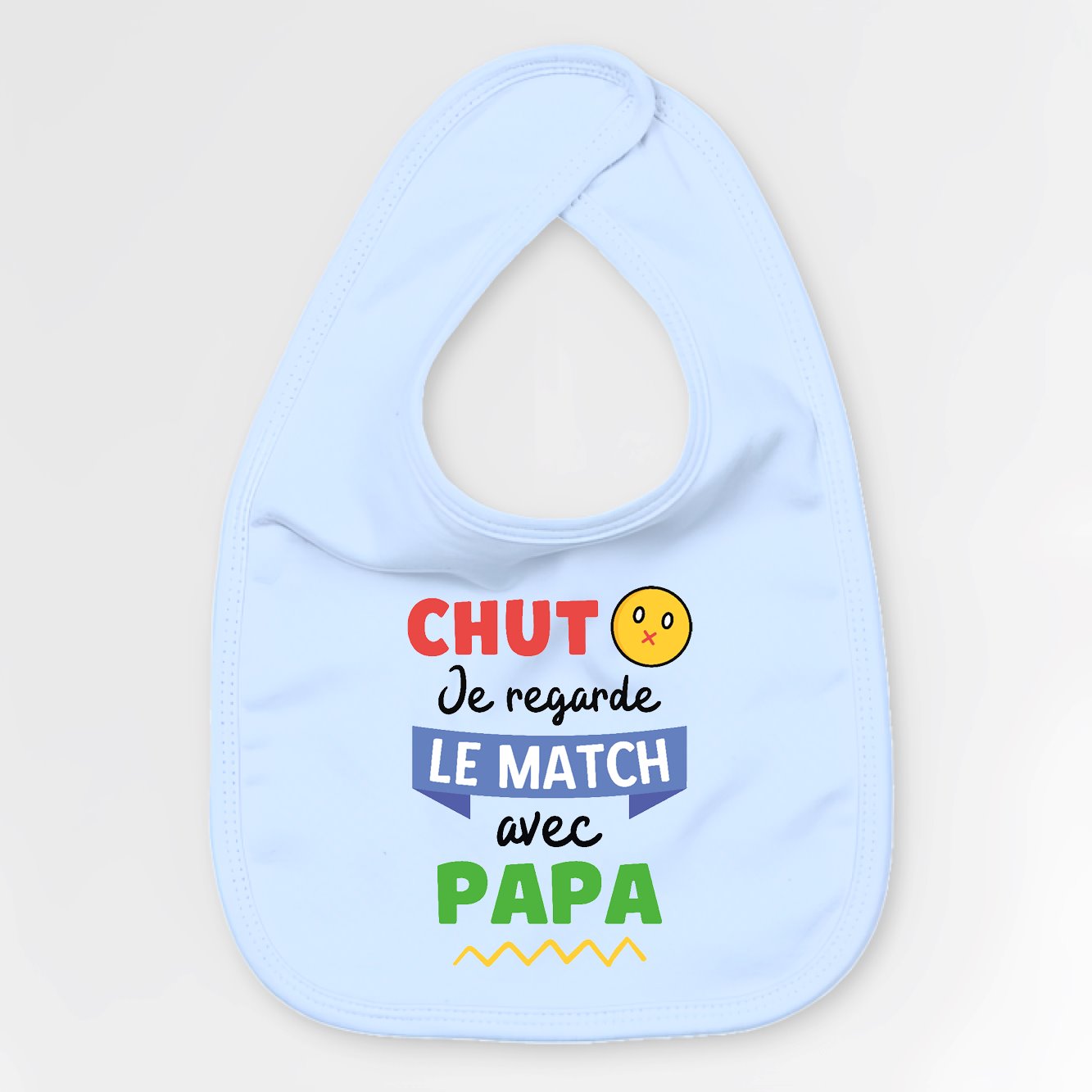 Bavoir Bébé Chut je regarde le match avec papa Bleu