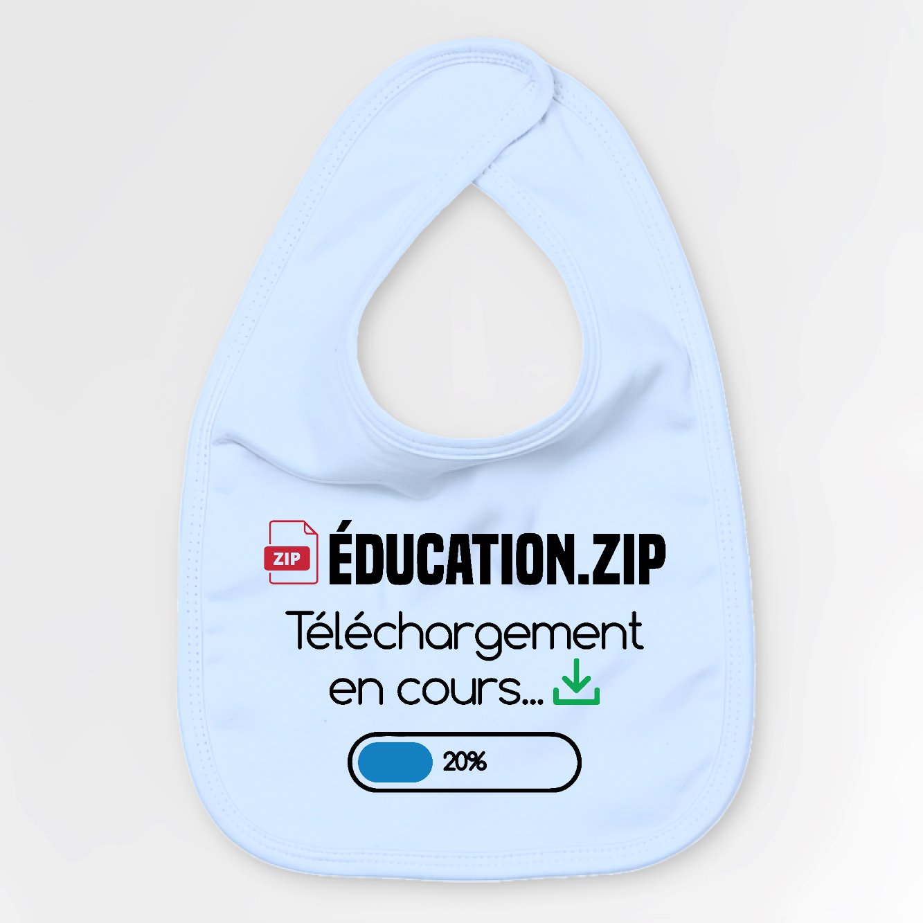 Bavoir Bébé Éducation téléchargement en cours Bleu