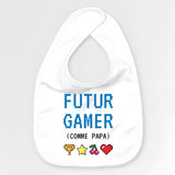 Bavoir Bébé Futur gamer comme papa Blanc