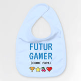 Bavoir Bébé Futur gamer comme papa Bleu