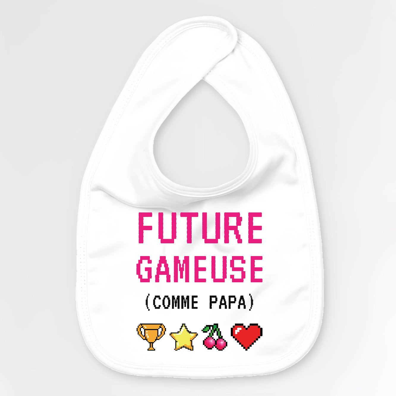 Bavoir Bébé Future gameuse comme papa Blanc