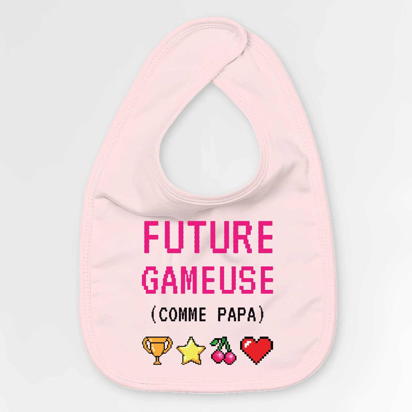 Bavoir Bébé Future gameuse comme papa Rose