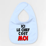 Bavoir Bébé Ici le chef c'est moi Bleu