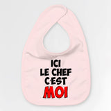 Bavoir Bébé Ici le chef c'est moi Rose