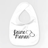 Bavoir Bébé J'aime maman Blanc