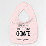 Bavoir Bébé Je ne suis pas chiante Rose