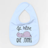 Bavoir Bébé Je rêve que je dors Bleu