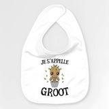 Bavoir Bébé Je s'appelle Groot Blanc