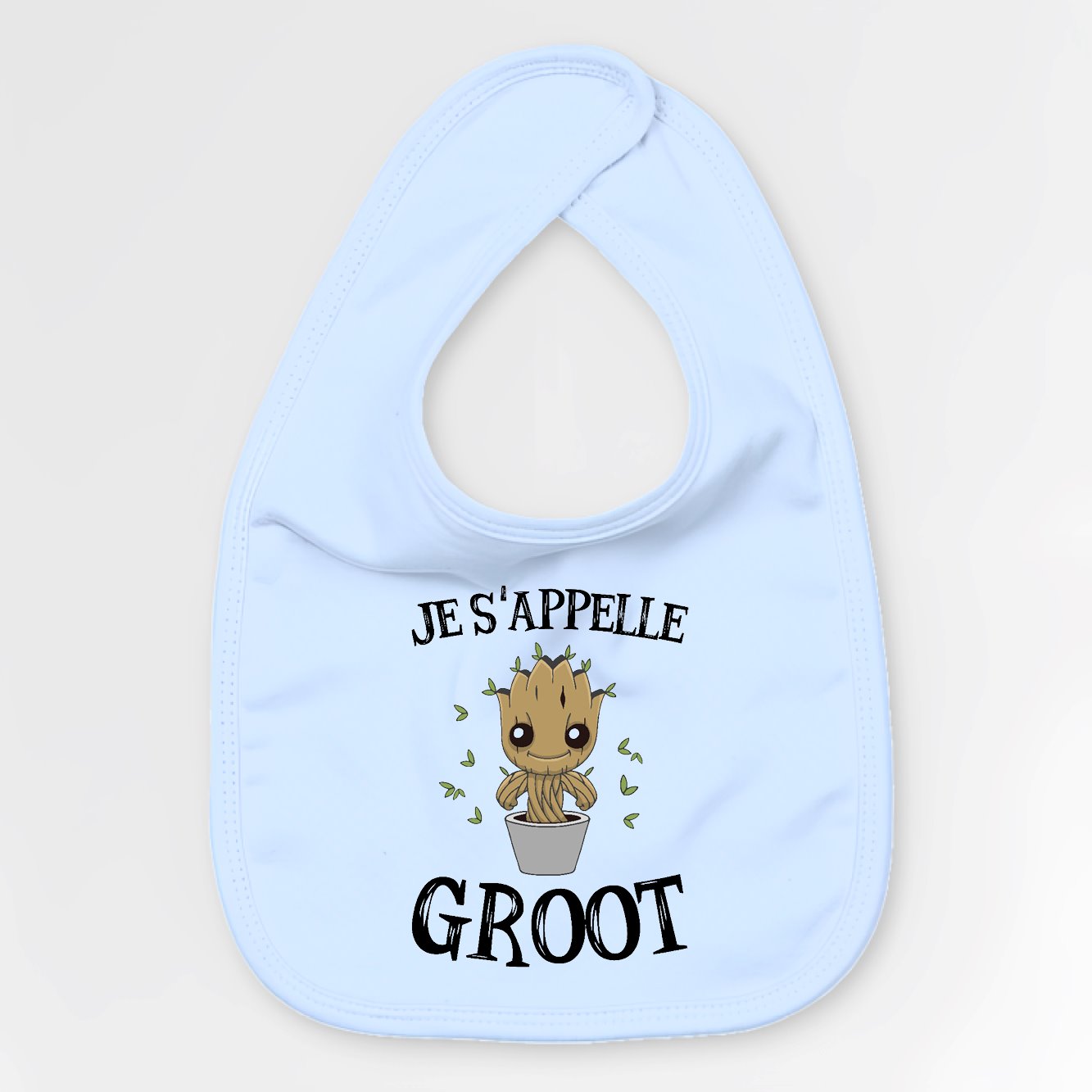 Bavoir Bébé Je s'appelle Groot Bleu