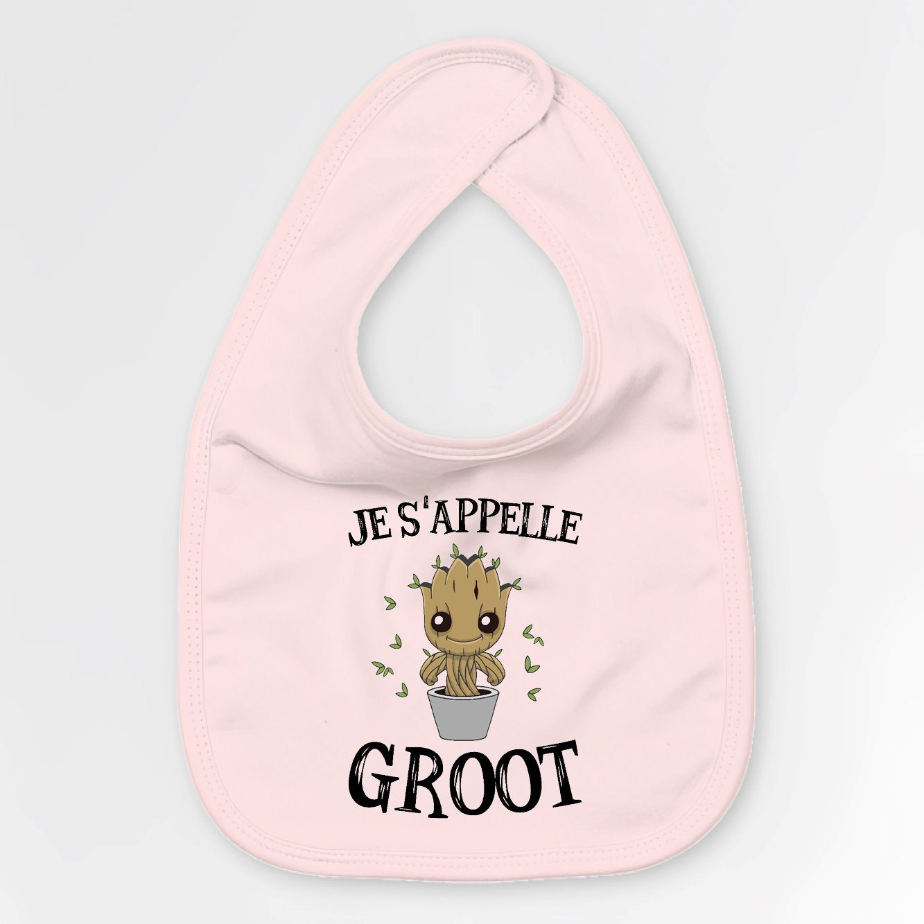 Bavoir Bébé Je s'appelle Groot Rose