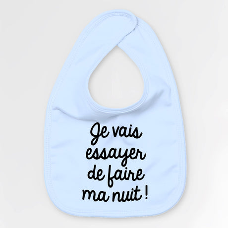 Bavoir Bébé Je vais essayer de faire ma nuit Bleu