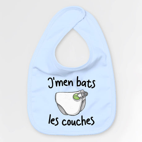 Bavoir Bébé J'm'en bats les couches Bleu