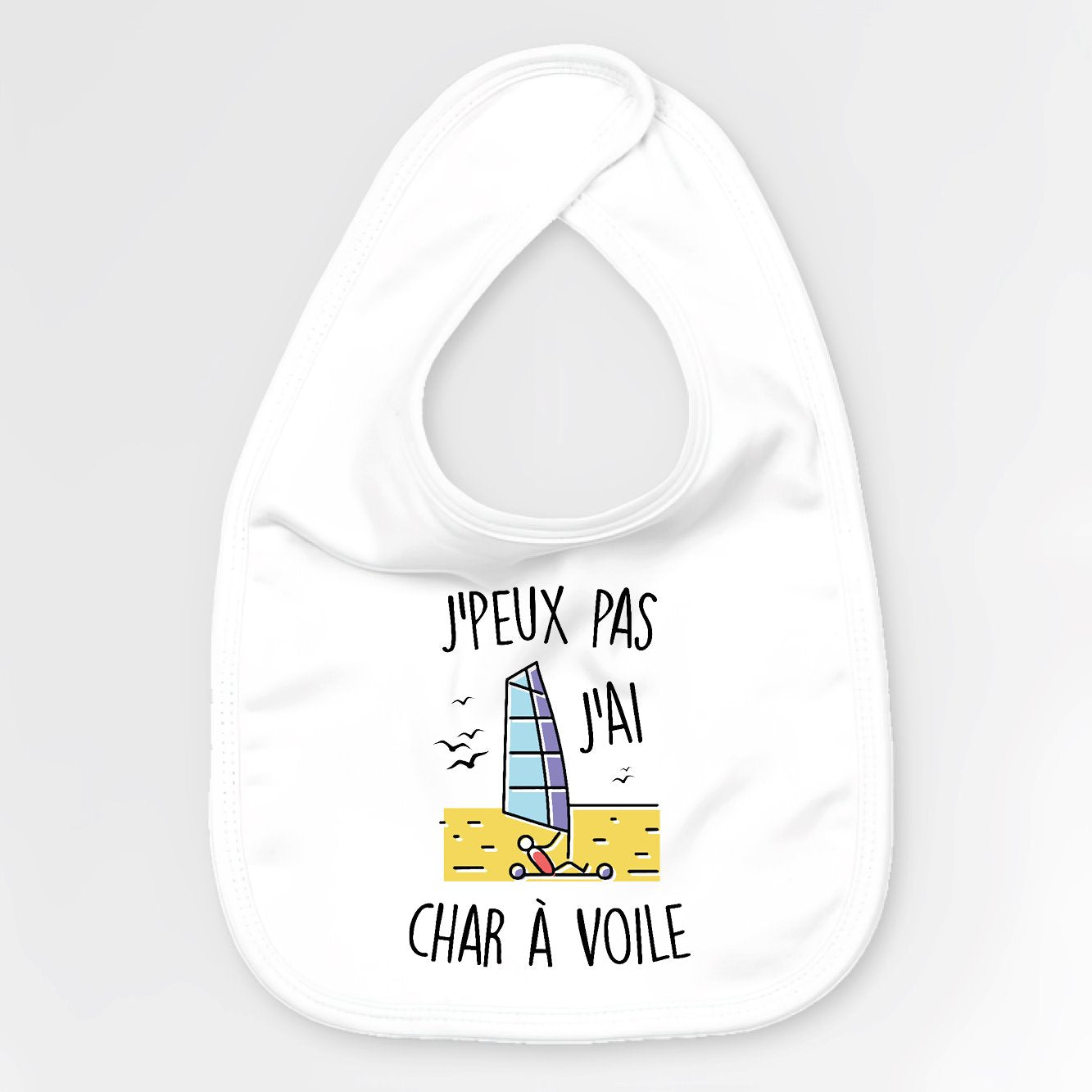 Bavoir Bébé J'peux pas j'ai char à voile Blanc