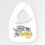 Bavoir Bébé J'peux pas j'ai Quidditch Blanc