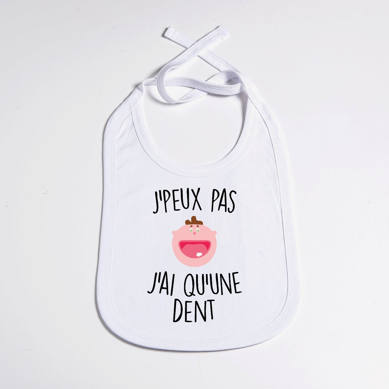 Bavoir Bébé J'peux pas j'ai qu'une dent Blanc